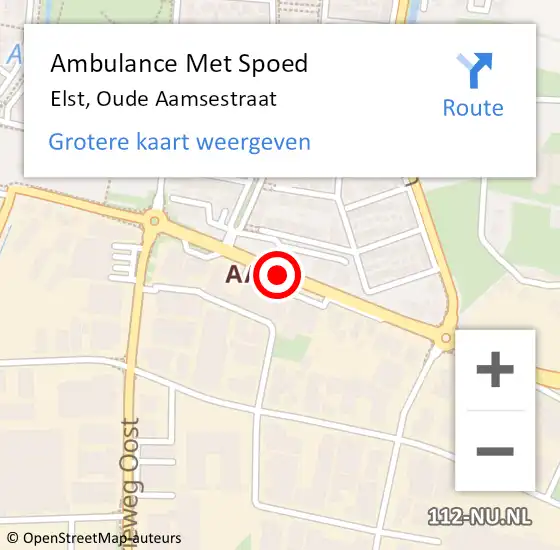 Locatie op kaart van de 112 melding: Ambulance Met Spoed Naar Elst, Aamsestraat op 12 juni 2018 16:32