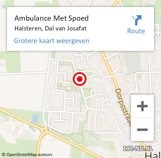 Locatie op kaart van de 112 melding: Ambulance Met Spoed Naar Halsteren, Dal van Josafat op 12 juni 2018 16:45