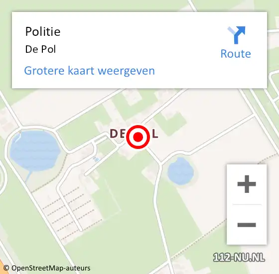 Locatie op kaart van de 112 melding: Politie De Pol op 12 juni 2018 17:02