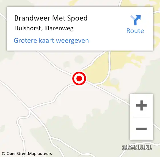 Locatie op kaart van de 112 melding: Brandweer Met Spoed Naar Hulshorst, Klarenweg op 12 juni 2018 17:08