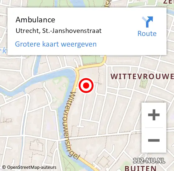 Locatie op kaart van de 112 melding: Ambulance Utrecht, St.-Janshovenstraat op 12 juni 2018 20:40