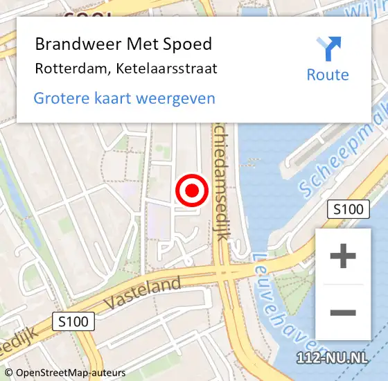 Locatie op kaart van de 112 melding: Brandweer Met Spoed Naar Rotterdam, Ketelaarsstraat op 12 juni 2018 23:04