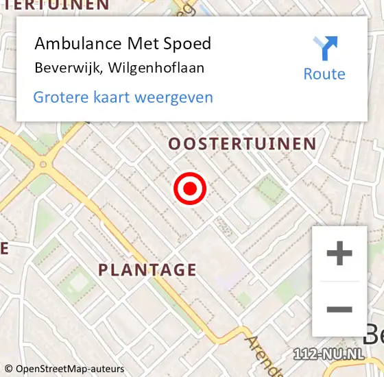 Locatie op kaart van de 112 melding: Ambulance Met Spoed Naar Beverwijk, Wilgenhoflaan op 13 juni 2018 00:00