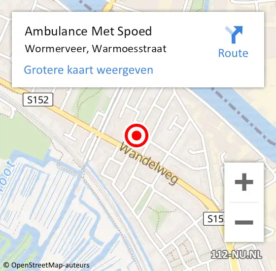 Locatie op kaart van de 112 melding: Ambulance Met Spoed Naar Wormerveer, Warmoesstraat op 13 juni 2018 00:40