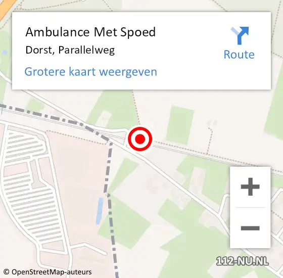 Locatie op kaart van de 112 melding: Ambulance Met Spoed Naar Dorst, Parallelweg op 13 juni 2018 01:19