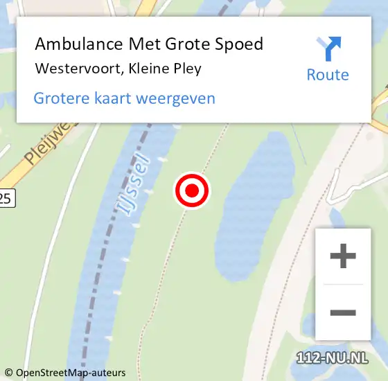 Locatie op kaart van de 112 melding: Ambulance Met Grote Spoed Naar Westervoort, Kleine Pley op 13 juni 2018 03:03