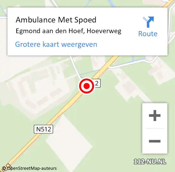 Locatie op kaart van de 112 melding: Ambulance Met Spoed Naar Egmond aan den Hoef, Hoeverweg op 13 juni 2018 11:22