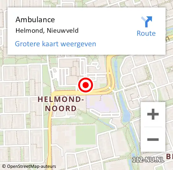 Locatie op kaart van de 112 melding: Ambulance Helmond, Nieuwveld op 13 juni 2018 13:13