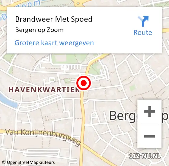 Locatie op kaart van de 112 melding: Brandweer Met Spoed Naar Bergen op Zoom op 13 juni 2018 14:36