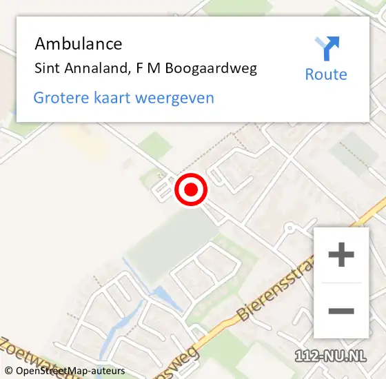 Locatie op kaart van de 112 melding: Ambulance Sint-Annaland, Boogaardweg op 13 juni 2018 17:01