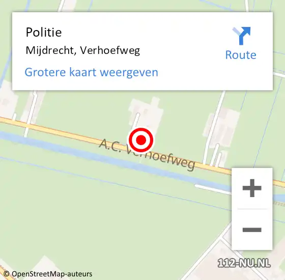 Locatie op kaart van de 112 melding: Politie Mijdrecht, Verhoefweg op 13 juni 2018 17:03