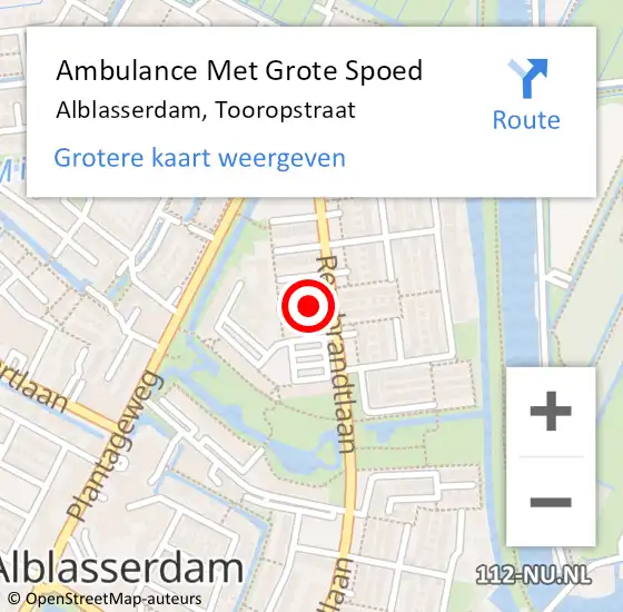 Locatie op kaart van de 112 melding: Ambulance Met Grote Spoed Naar Alblasserdam, Tooropstraat op 13 juni 2018 17:39