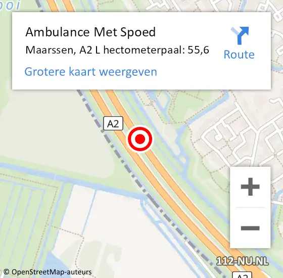 Locatie op kaart van de 112 melding: Ambulance Met Spoed Naar Maarssen, A2 L hectometerpaal: 55,6 op 13 juni 2018 17:51
