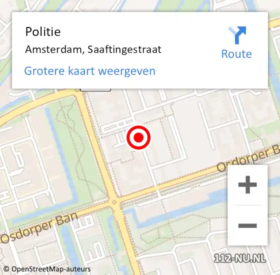 Locatie op kaart van de 112 melding: Politie Amsterdam, Saaftingestraat op 13 juni 2018 19:02