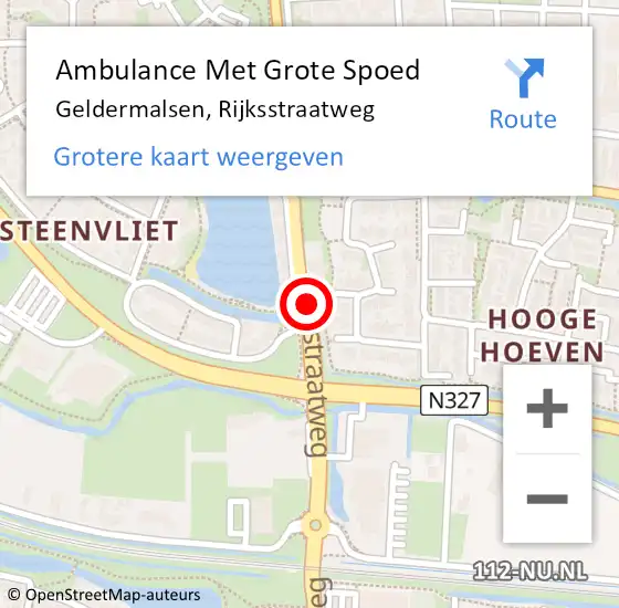 Locatie op kaart van de 112 melding: Ambulance Met Grote Spoed Naar Geldermalsen, Rijksstraatweg op 13 juni 2018 19:03