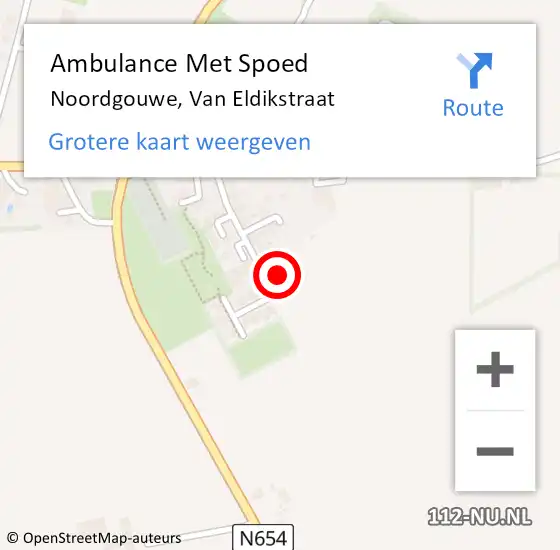 Locatie op kaart van de 112 melding: Ambulance Met Spoed Naar Noordgouwe, Van Eldikstraat op 13 juni 2018 19:10