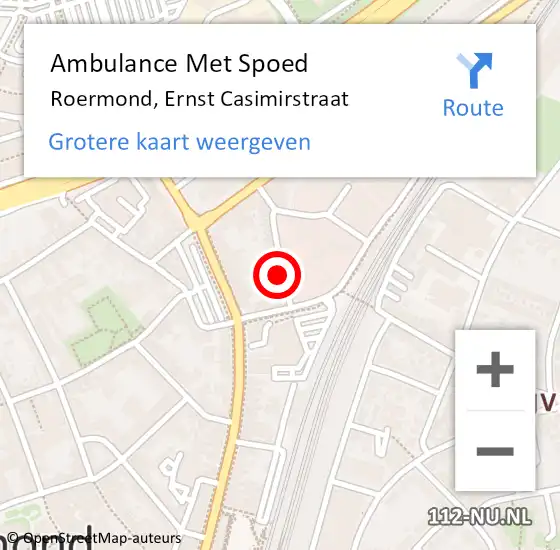 Locatie op kaart van de 112 melding: Ambulance Met Spoed Naar Roermond, Ernst Casimirstraat op 13 juni 2018 19:13