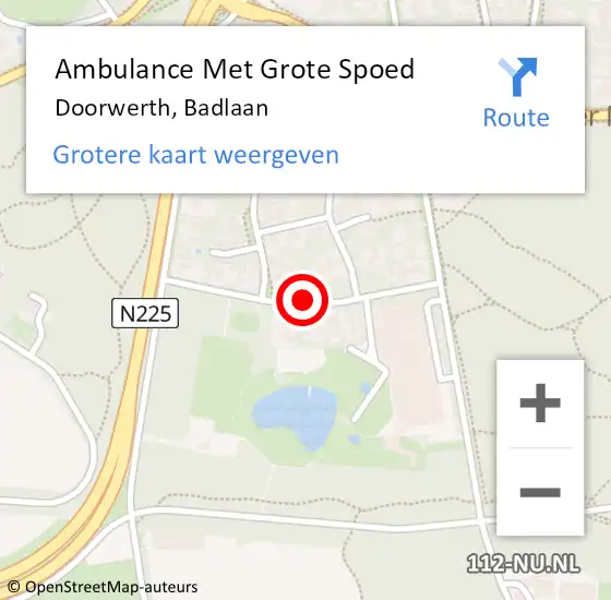 Locatie op kaart van de 112 melding: Ambulance Met Grote Spoed Naar Doorwerth, Badlaan op 13 juni 2018 19:32