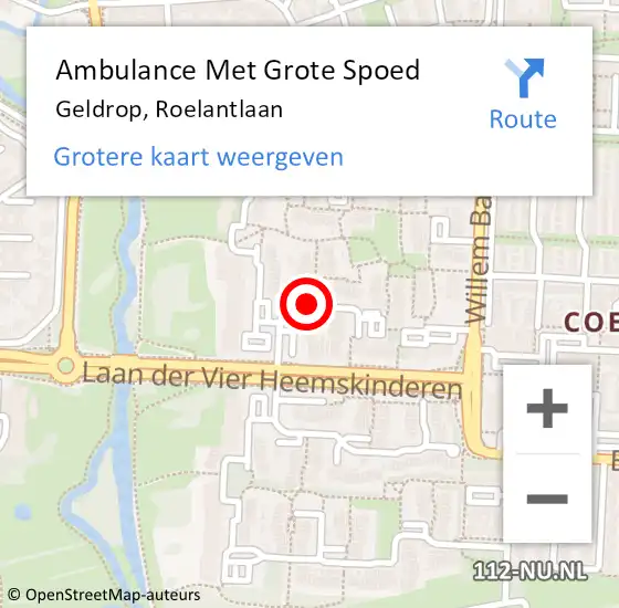 Locatie op kaart van de 112 melding: Ambulance Met Grote Spoed Naar Geldrop, Roelantlaan op 13 juni 2018 20:32