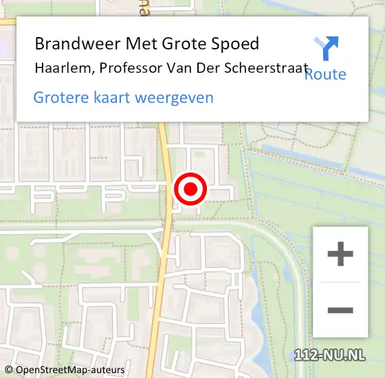 Locatie op kaart van de 112 melding: Brandweer Met Grote Spoed Naar Haarlem, Professor Van Der Scheerstraat op 13 juni 2018 20:33