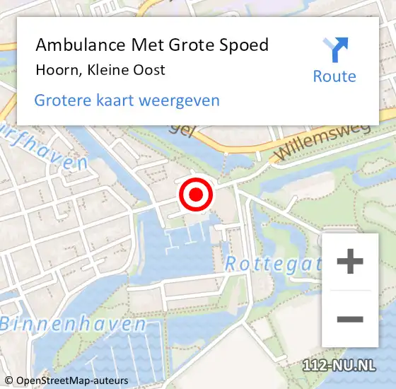 Locatie op kaart van de 112 melding: Ambulance Met Grote Spoed Naar Hoorn, Kleine Oost op 13 juni 2018 20:39