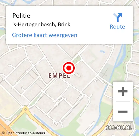 Locatie op kaart van de 112 melding: Politie 's-Hertogenbosch, Brink op 13 juni 2018 21:06