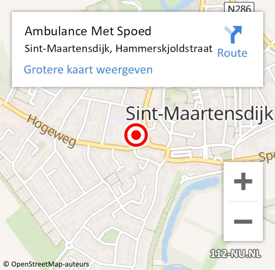 Locatie op kaart van de 112 melding: Ambulance Met Spoed Naar Sint-Maartensdijk, Hammerskjoldstraat op 13 juni 2018 21:10