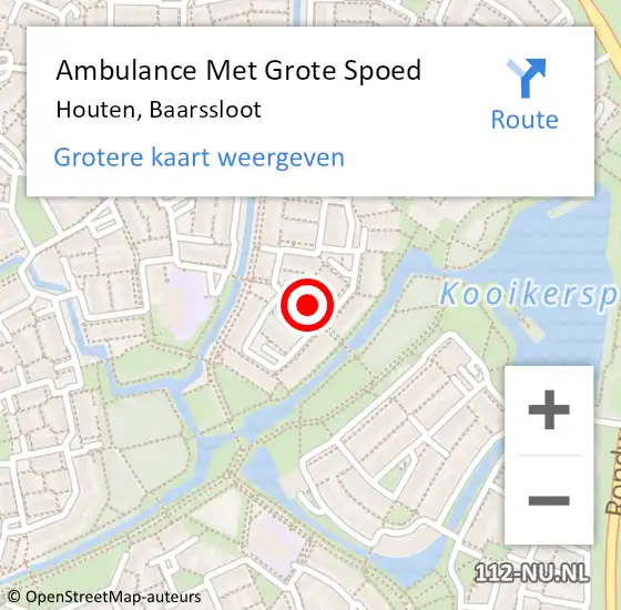 Locatie op kaart van de 112 melding: Ambulance Met Grote Spoed Naar Houten, Baarssloot op 13 juni 2018 21:22