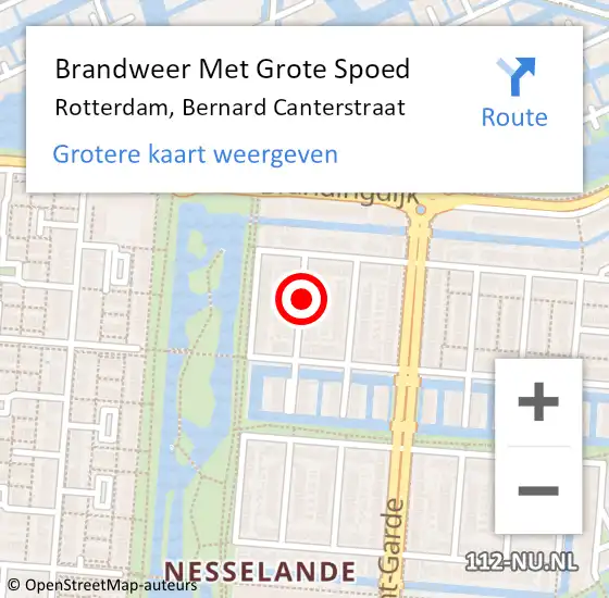 Locatie op kaart van de 112 melding: Brandweer Met Grote Spoed Naar Rotterdam, Bernard Canterstraat op 13 juni 2018 21:33