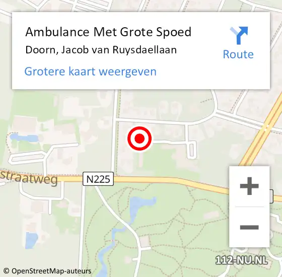 Locatie op kaart van de 112 melding: Ambulance Met Grote Spoed Naar Doorn, Jacob van Ruysdaellaan op 13 juni 2018 22:02