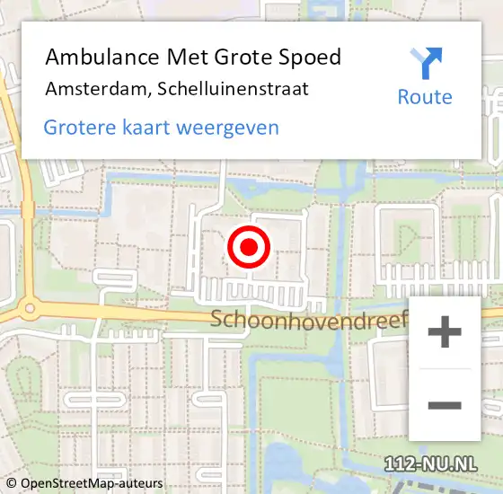 Locatie op kaart van de 112 melding: Ambulance Met Grote Spoed Naar Amsterdam, Schelluinenstraat op 13 juni 2018 22:03