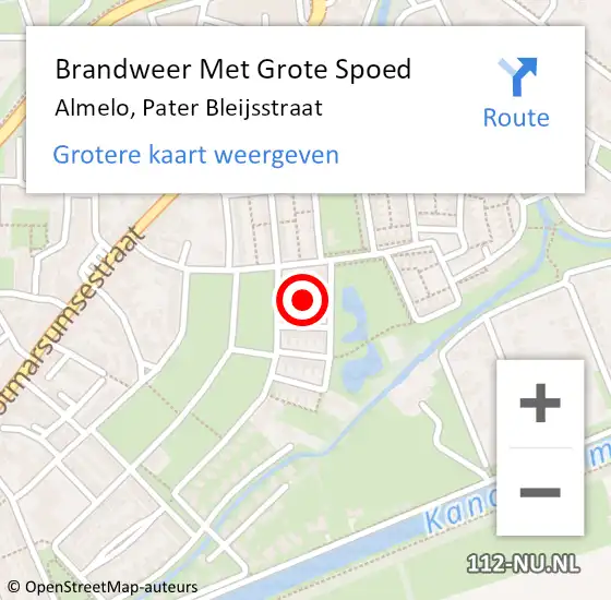 Locatie op kaart van de 112 melding: Brandweer Met Grote Spoed Naar Almelo, Pater Bleijsstraat op 13 juni 2018 23:25