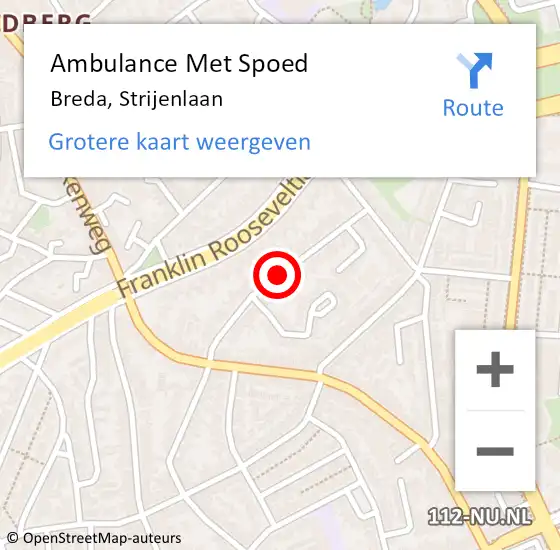 Locatie op kaart van de 112 melding: Ambulance Met Spoed Naar Breda, Strijenlaan op 14 juni 2018 00:16