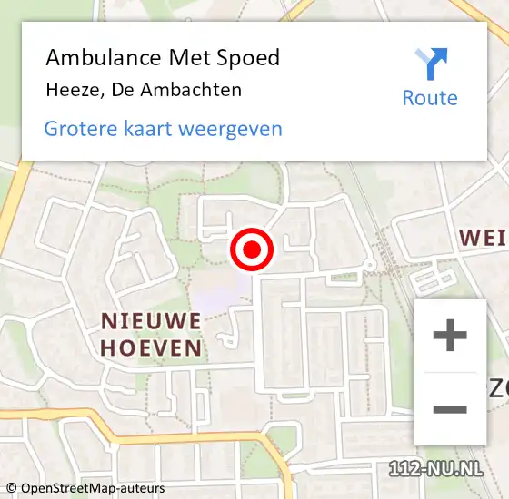Locatie op kaart van de 112 melding: Ambulance Met Spoed Naar Heeze, De Ambachten op 14 juni 2018 01:34