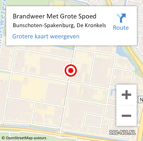 Locatie op kaart van de 112 melding: Brandweer Met Grote Spoed Naar Bunschoten-Spakenburg, De Kronkels op 14 juni 2018 06:22