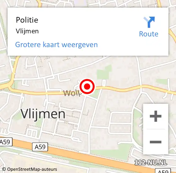 Locatie op kaart van de 112 melding: Politie Vlijmen op 14 juni 2018 07:01