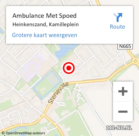 Locatie op kaart van de 112 melding: Ambulance Met Spoed Naar Heinkenszand, Kamilleplein op 14 juni 2018 07:04