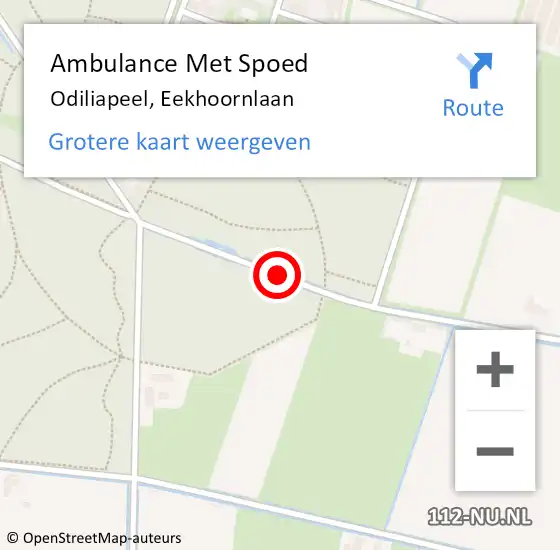 Locatie op kaart van de 112 melding: Ambulance Met Spoed Naar Odiliapeel, Eekhoornlaan op 14 juni 2018 07:48