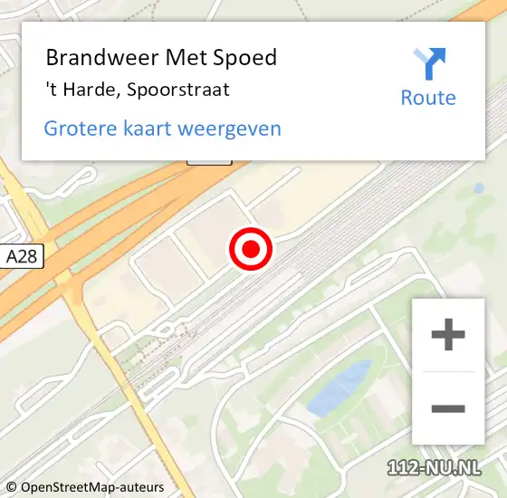 Locatie op kaart van de 112 melding: Brandweer Met Spoed Naar 't Harde, Spoorstraat op 14 juni 2018 08:45