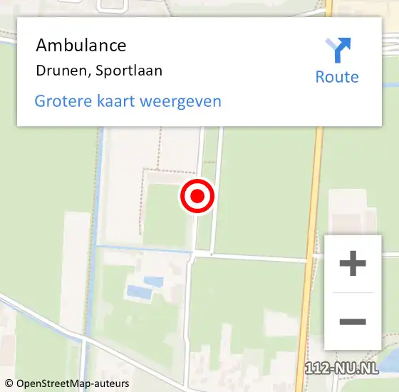Locatie op kaart van de 112 melding: Ambulance Drunen, Sportlaan op 14 juni 2018 11:31