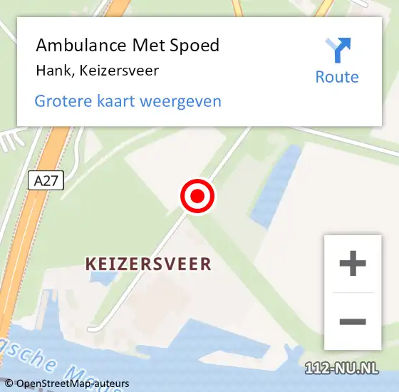 Locatie op kaart van de 112 melding: Ambulance Met Spoed Naar Hank, Keizersveer op 14 juni 2018 11:31