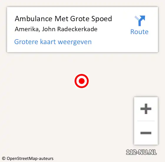 Locatie op kaart van de 112 melding: Ambulance Met Grote Spoed Naar Amerika, John Radeckerkade op 14 juni 2018 12:34