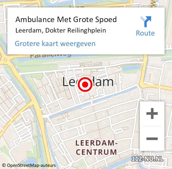 Locatie op kaart van de 112 melding: Ambulance Met Grote Spoed Naar Leerdam, Dokter Reilinghplein op 14 juni 2018 13:03