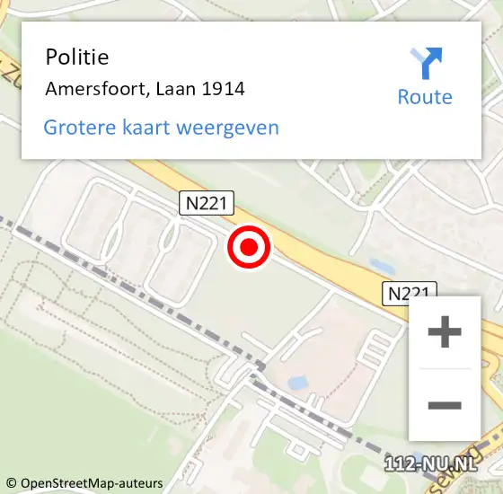 Locatie op kaart van de 112 melding: Politie Amersfoort, Laan 1914 op 14 juni 2018 14:26