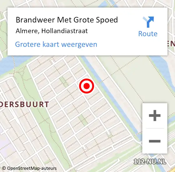 Locatie op kaart van de 112 melding: Brandweer Met Grote Spoed Naar Almere, Hollandiastraat op 27 februari 2014 17:13