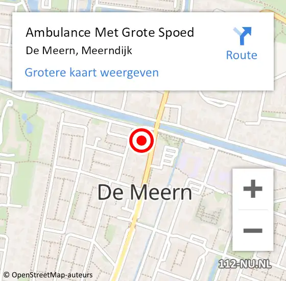 Locatie op kaart van de 112 melding: Ambulance Met Grote Spoed Naar De Meern, Meerndijk op 14 juni 2018 16:29