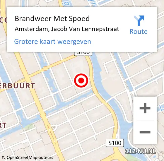 Locatie op kaart van de 112 melding: Brandweer Met Spoed Naar Amsterdam, Jacob Van Lennepstraat op 14 juni 2018 16:31