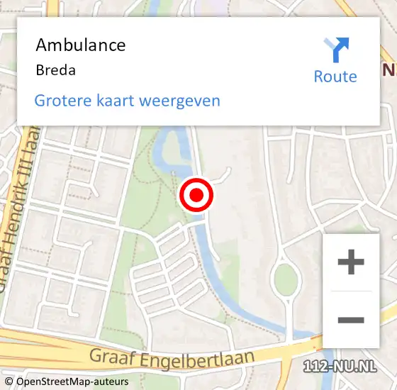Locatie op kaart van de 112 melding: Ambulance Breda op 14 juni 2018 17:04