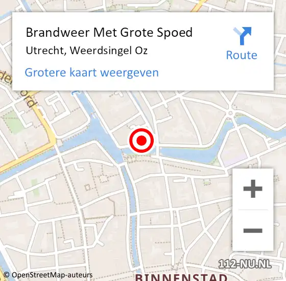 Locatie op kaart van de 112 melding: Brandweer Met Grote Spoed Naar Utrecht, Weerdsingel Oz op 14 juni 2018 18:24