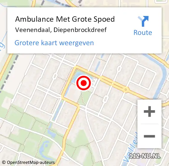 Locatie op kaart van de 112 melding: Ambulance Met Grote Spoed Naar Veenendaal, Diepenbrockdreef op 14 juni 2018 19:34
